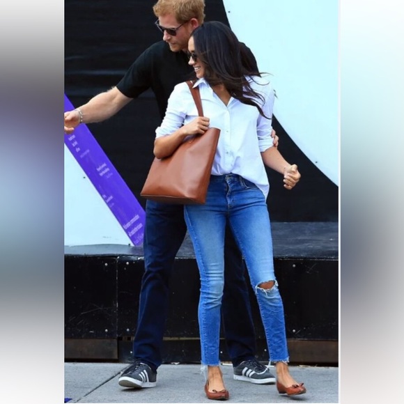 $425 Sarah Flit Ballet Flats Natalie Brown Leather Meghan Markle Sz 37 size 7 - Picture 5 of 11